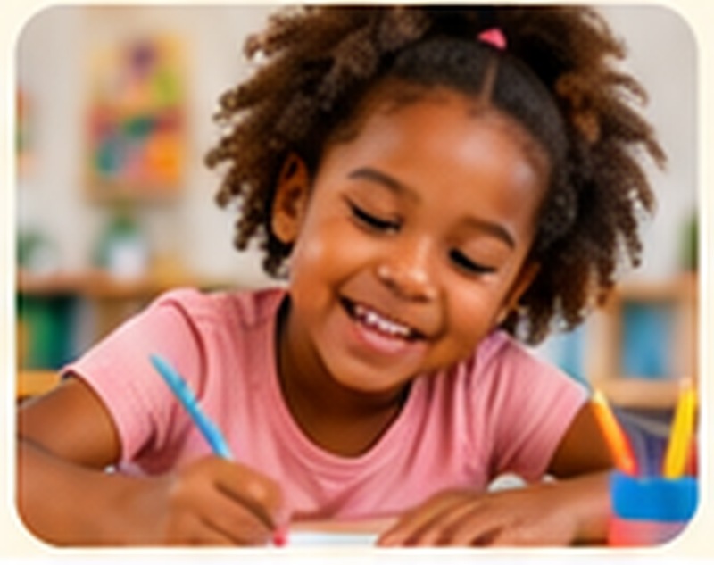 Child taking part in a home-based learning activity